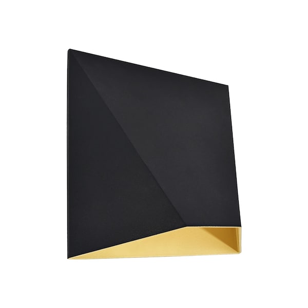 Luxrite Outdoor LED Black and Gold Wall Sconce 9W 3CCT 3000K-5000K 6 Inch Aluminum IP65 Waterproof ETL LR40322-1PK - main